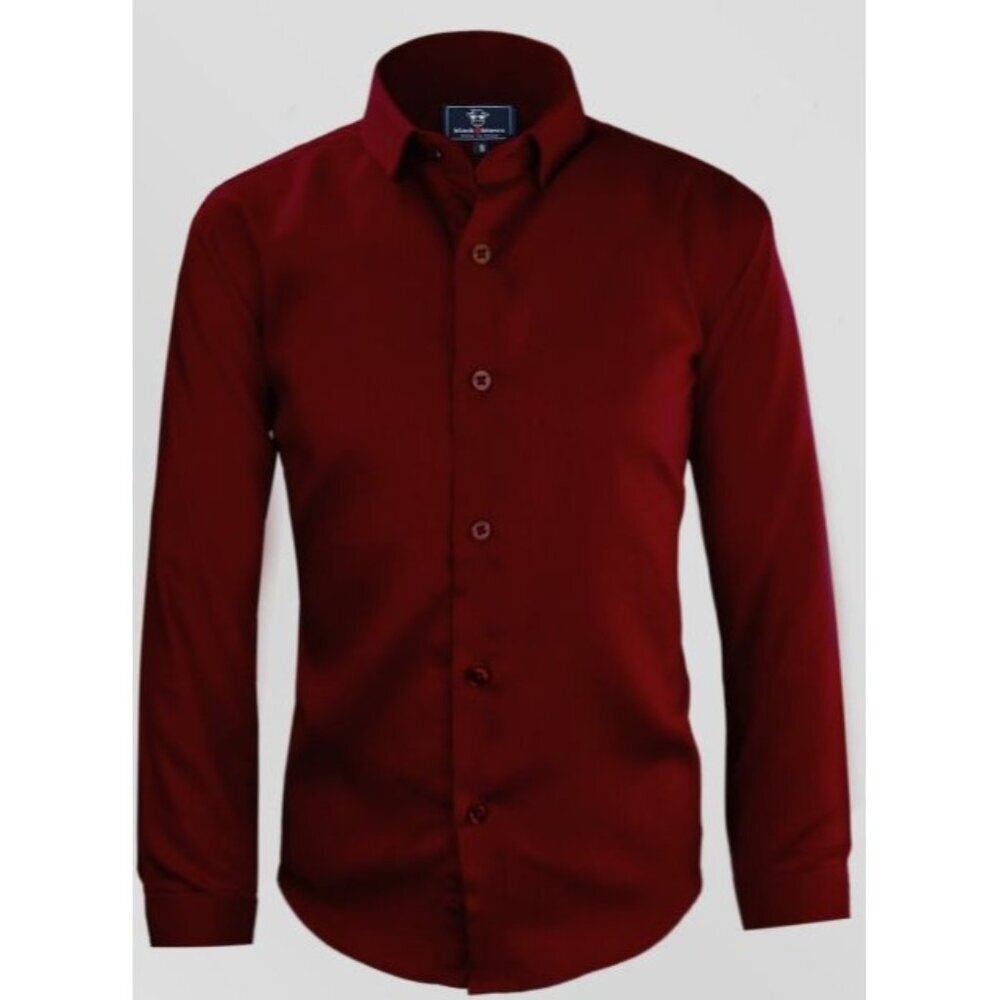 Black n Bianco NEW Burgundy Boys Dress Shirt Button Up Size 12 Long Sleeve Red